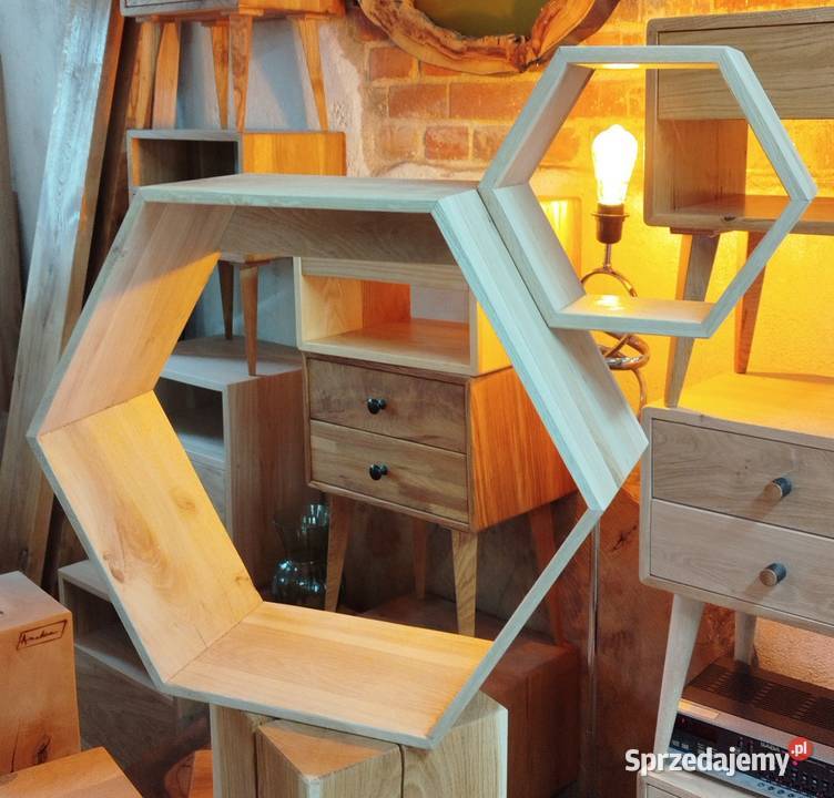 Półka dębowa heksagon Postolice sprzedam