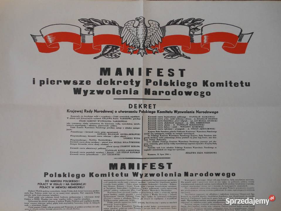 Plakat Manifestu PKWN warmińsko-mazurskie Bartoszyce