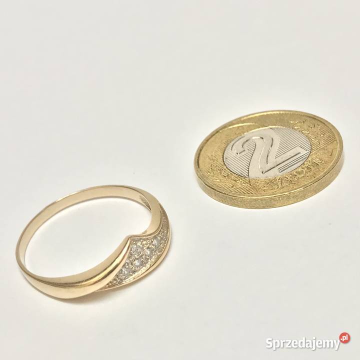 Złoty PIERŚCIONEK 14K KAMIENIE KRÓLEWNY r18 mazowieckie Warszawa