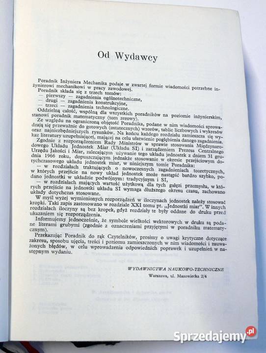 Poradnik inżyniera mechanika tom 1 kujawsko-pomorskie Bądkowo