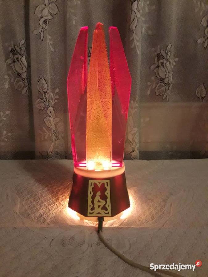 Lampka nocna kryształy lampa stołowa brązowa PRL Antyki Piotrków Trybunalski
