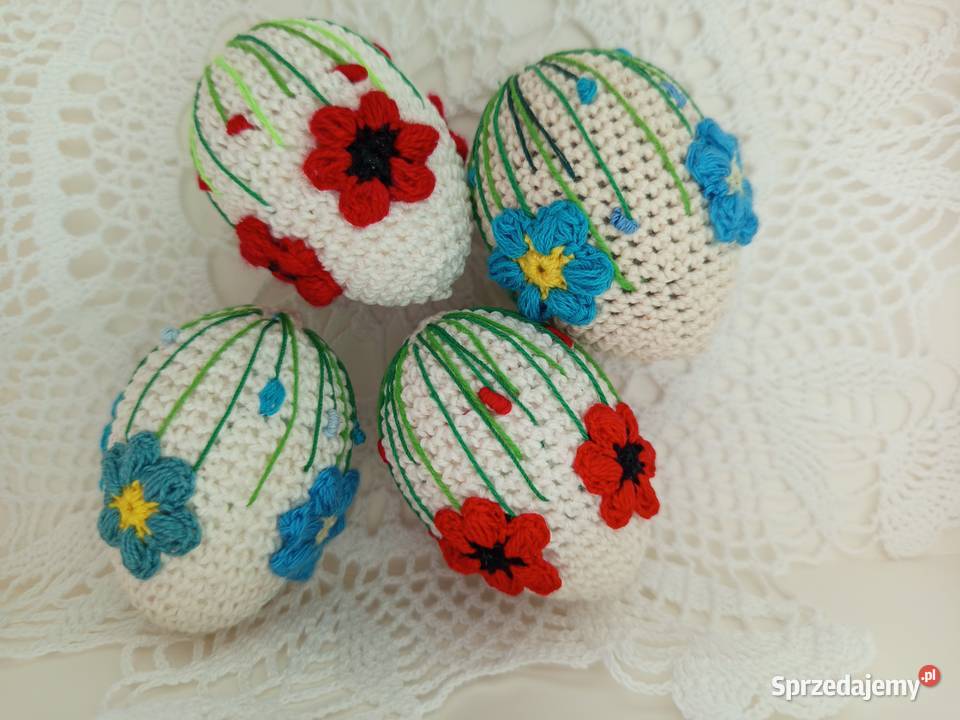 Pisanki szydełkowe rękodzieło Wielkanoc Dom i Ogród Garbów