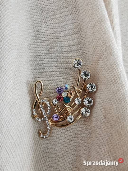 Broszka damska pięciolinia klucz wiolinowy nuty Ozdoby małopolskie Kraków sprzedam