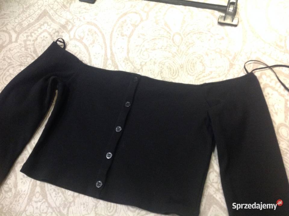 Crop Top Czarny Damski ZARA S SM Prążek NOWY Nowa Sól