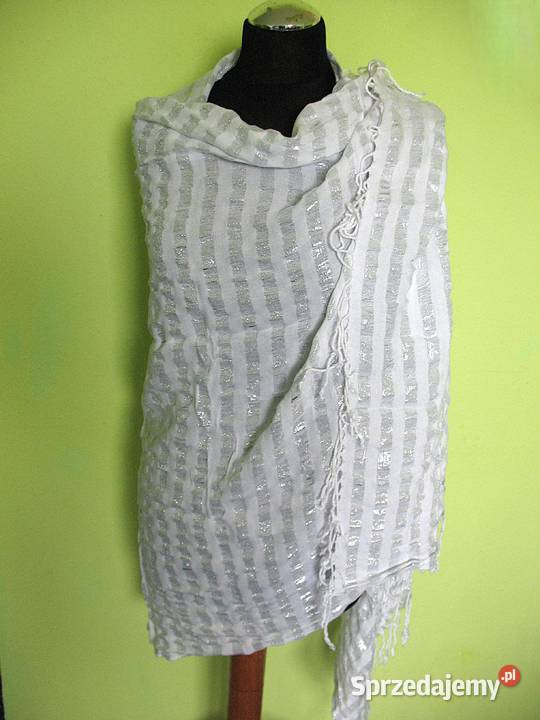 Szal srebrno biały Duży Gofra 96 x 150 Inna marka