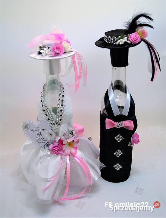 Ozdoba Dekoracja Ubranka na butelki Wino Ślub Zielona Góra