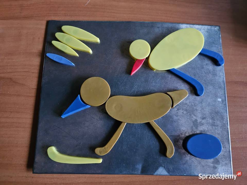 Zabawka plyta z klockami na magnesach PRL Oświęcim