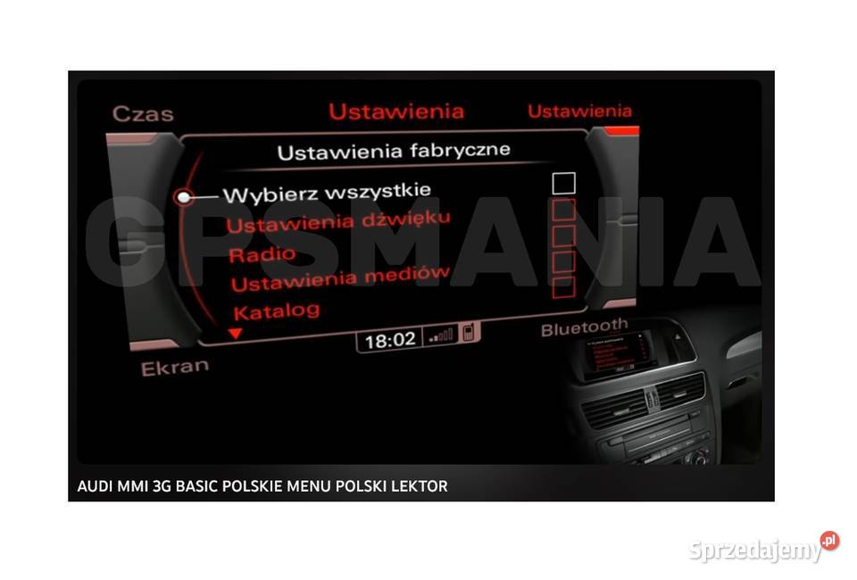 Nawigacja Polskie Menu Audi MMI 3G Basic Język