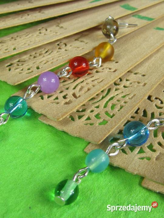 Kolczyki wisiorek zestaw zielony niebieski Biżuteria
