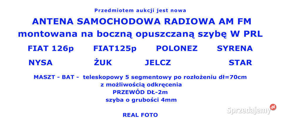 ANTENA na szybę 125p 126 FIAT UNITRA TAXI 1313