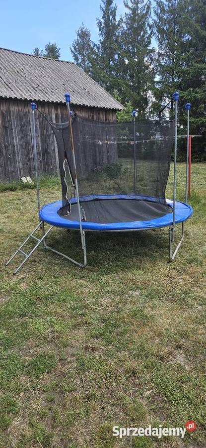 Trampolina ogrodowa z siatką i drabinką