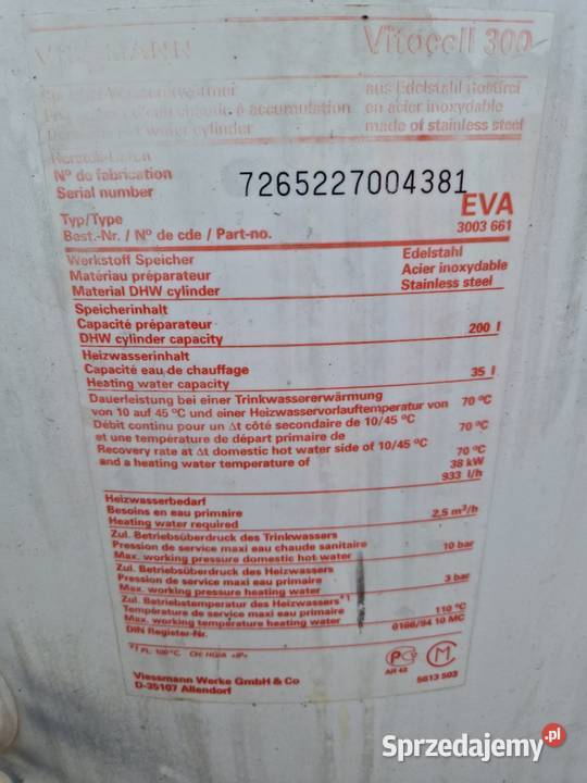 Bojler Nierdzewny 200l stojący dwupłaszczowy Zborowskie