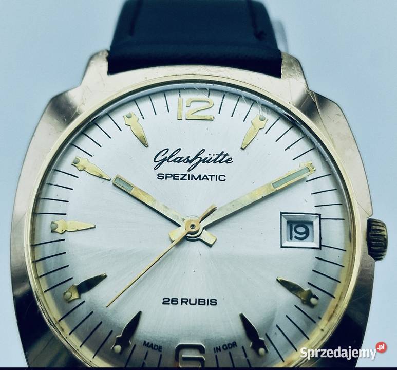 Pozłacany zegarek GLASHUTTE SPEZIMATIC 26 rubis