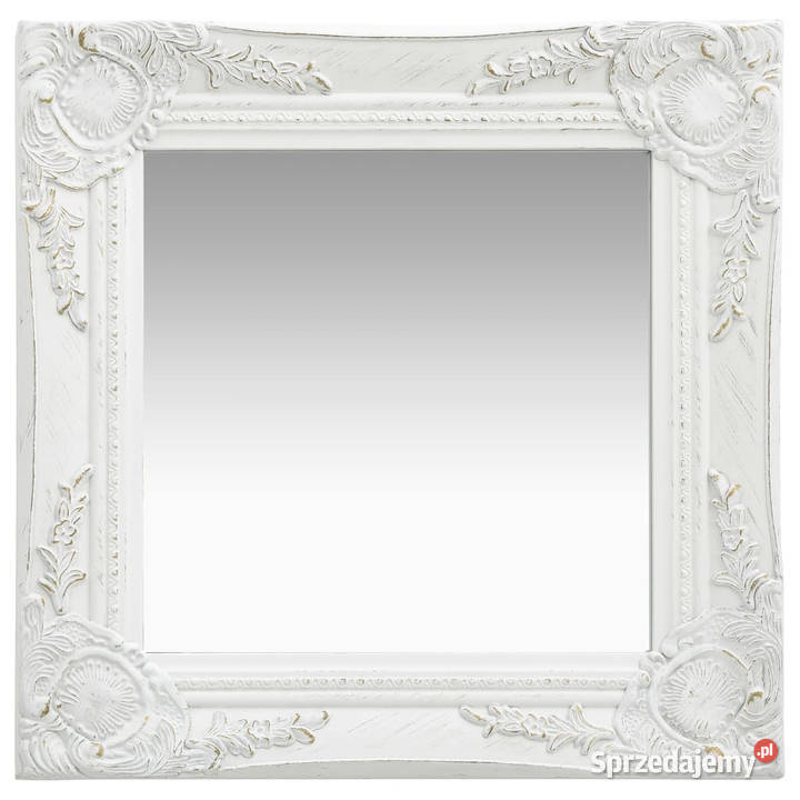 Lustro ścienne w stylu barokowym 40x40 białe