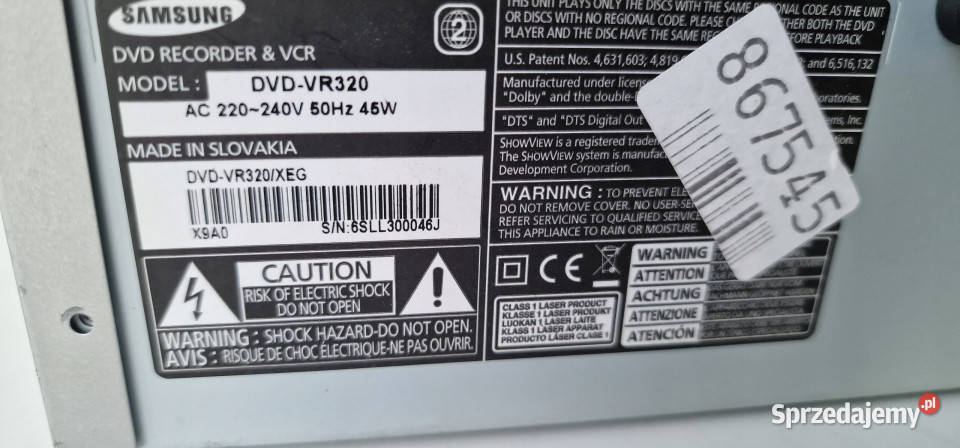 Video magnetowid KOMBO DVD VHS SAMSUNG DVD VR320 Magnetowidy wielkopolskie Międzychód