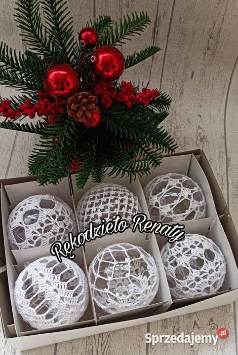 Bombki choinkowe na szydełku rękodzieło ozdoby Bolesławiec