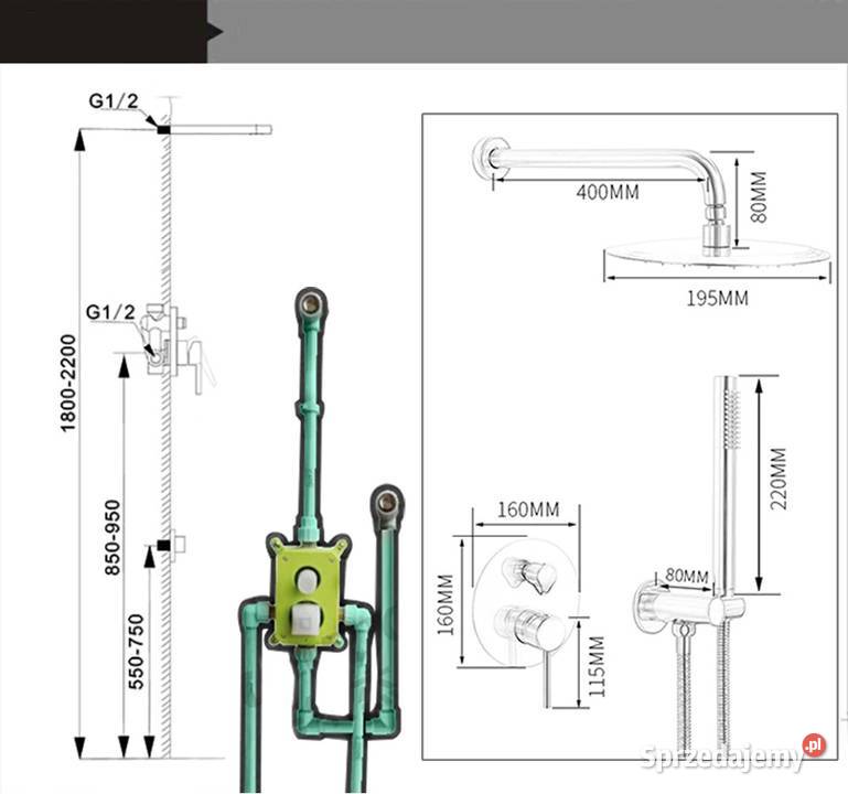 Prysznic Shawa 1 owalny 25 10inch złoty Katowice