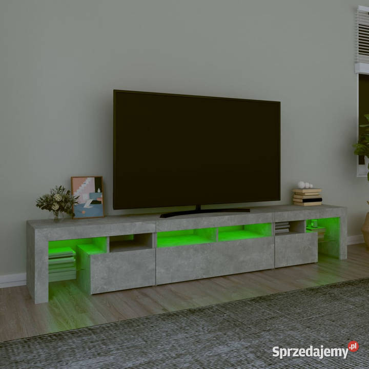 Szafka pod TV z oświetleniem LED szarość betonu Warszawa