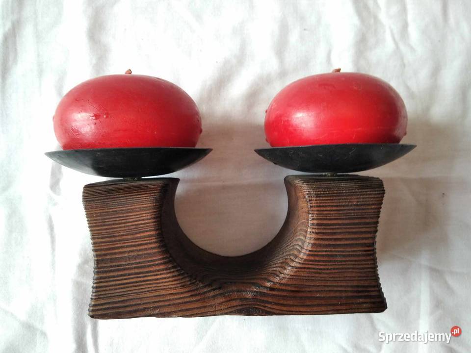 drewniany świecznik podwójny z okrągłymi pomorskie Gdańsk