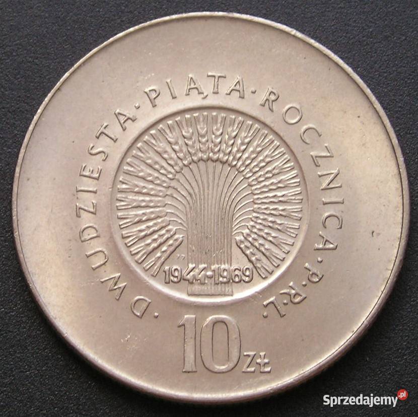 Polska 10 złotych 1969 25 lat PRL stan 12 łódzkie