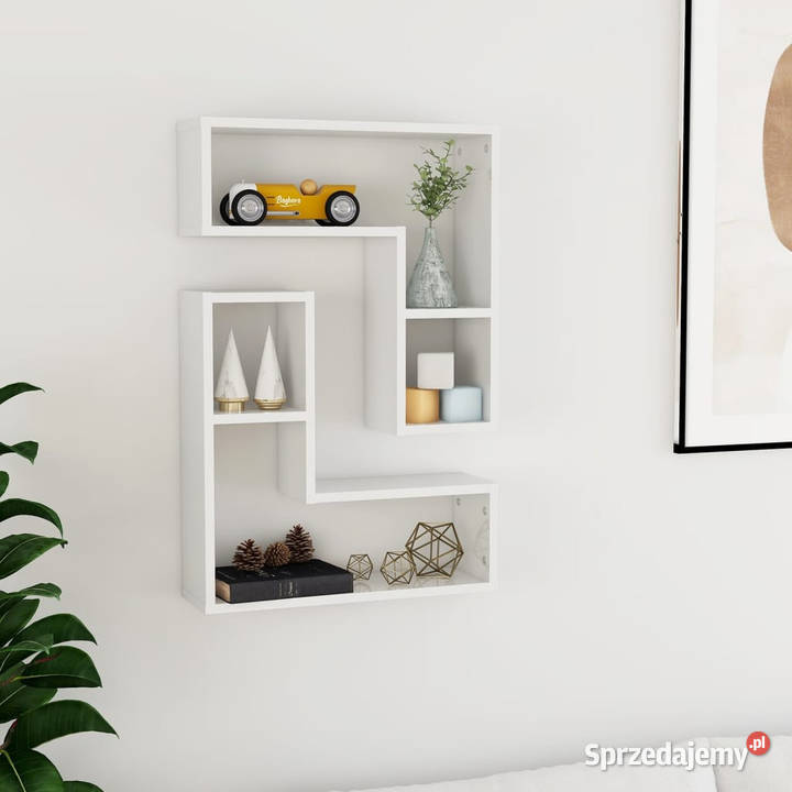 Półki ścienne 2 wysoki połysk białe 50x15x50 Warszawa