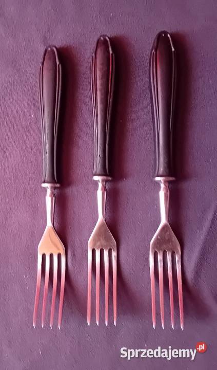 Trzy widelce Gerlach z bakelitowymi trzonkami Antyki Koźminek