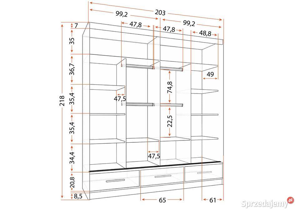Szafa sypialniana 203 Biała Czarna Szara Lustro Katowice
