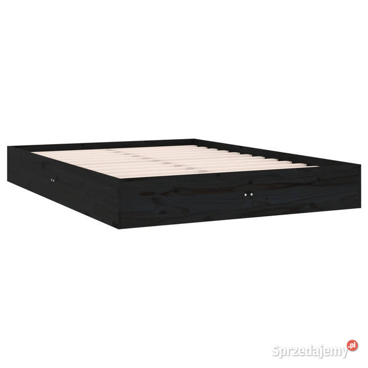 Rama łóżka czarna lite drewno podwójna 120x190