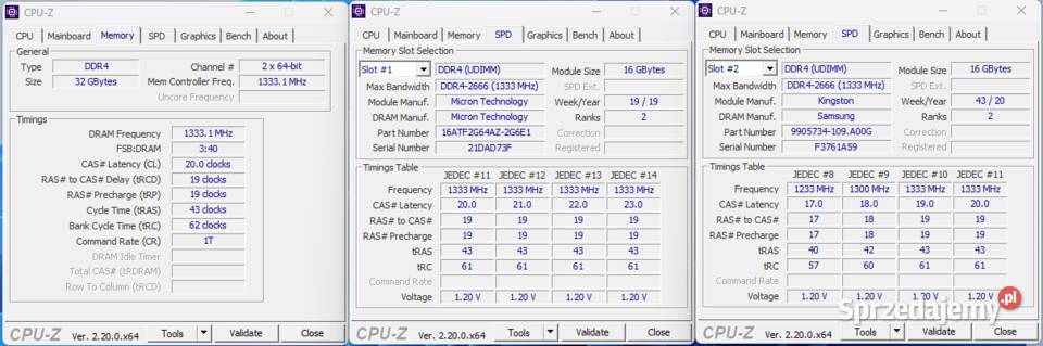Micron Kingston 32GB 2x16GB 2666MHz Pamięć RAM