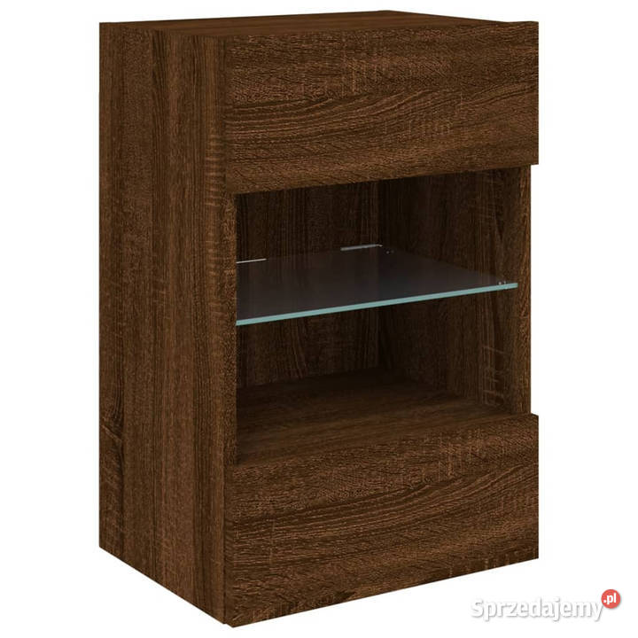 Ścienna szafka TV z LED brązowy dąb 40x30x605