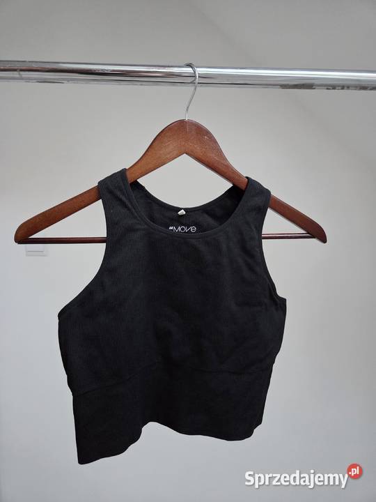 Czarny sportowy top bez rękawów w prążki HM Move