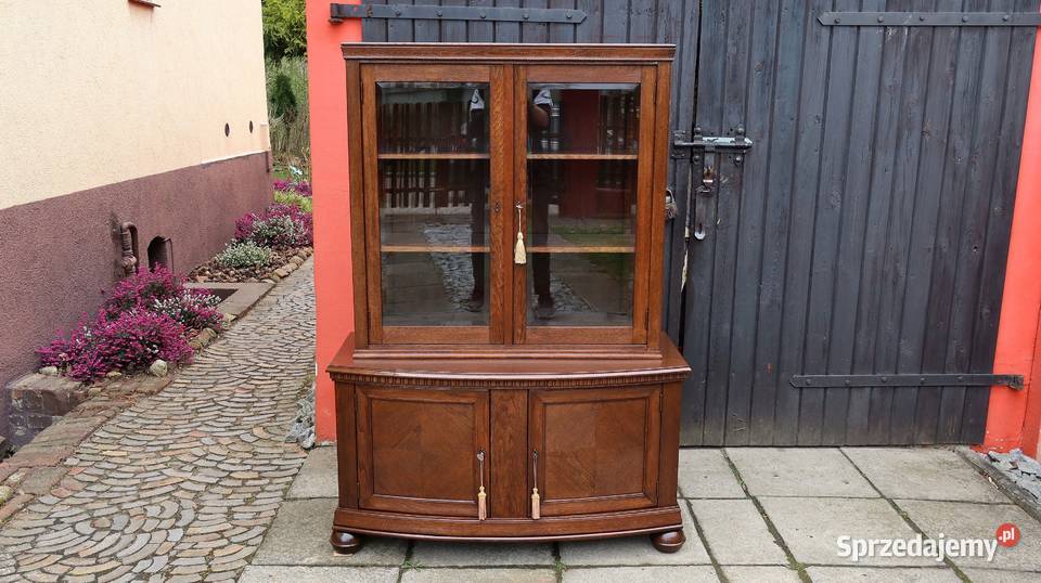 Wspaniała Unikatowa Witryna Serwantka Dąb 1920 Meble Ziębice sprzedam