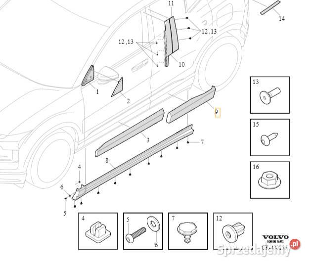 VOLVO EX30 listwa ozdobna nakladka drzwi lewy Bielany Wrocławskie