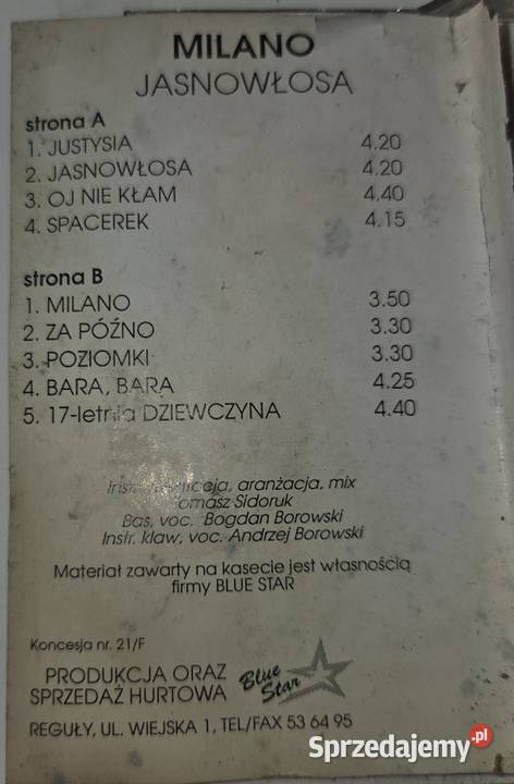 Milano Jasnowłosa kaseta magnetofonowa disco polo sprzedam