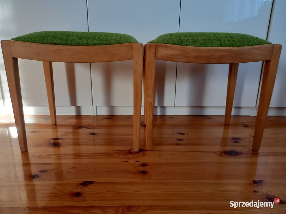 Stare taborety stołki podnóżki na sprężynach PRL Rawicz