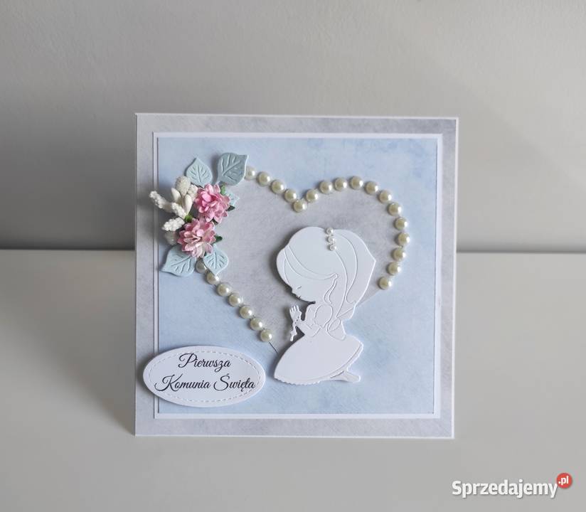 Kartka ręcznie robiona Komunia Święta handmade Łódź