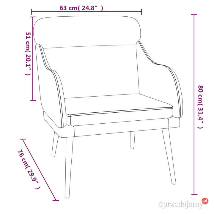 Fotel różowy 63x76x80 obity aksamitem WM351439 sprzedam