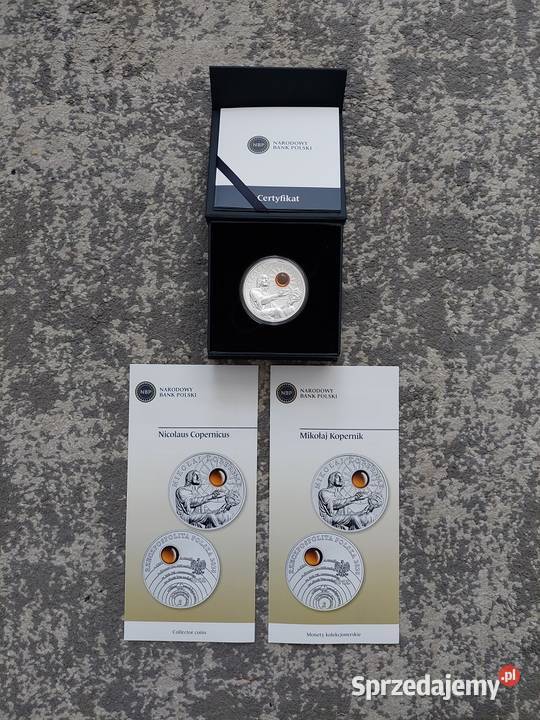 Moneta M Kopernik z bursztynem2xfoldery ENG Warszawa
