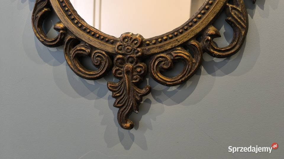 Piękne stylowe mosiężne lustro zdobione Łódź