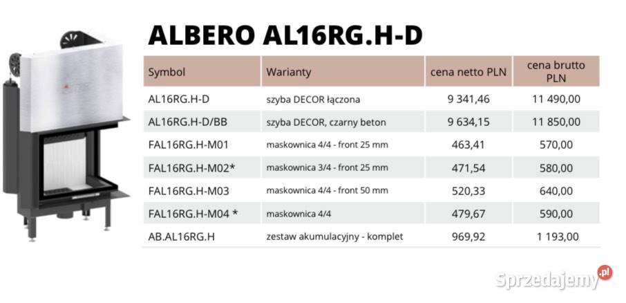 HITZE Wkład kominkowy ALBERO AL16RGHD wielkopolskie Piła