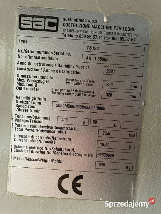 Frezarka SAC TS120 z wózkiem Wejherowo