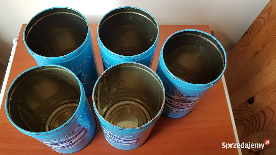 Stare metalowe puszki pojemniki na produkty śląskie Dąbrowa Górnicza