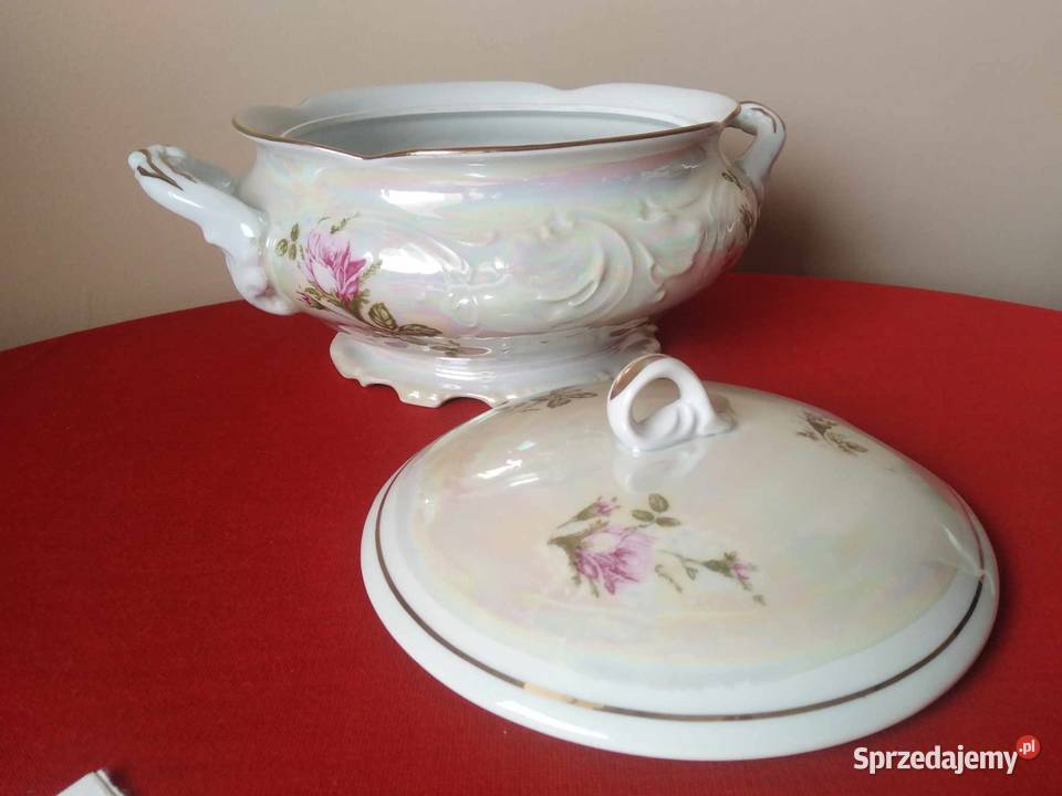 Duża Waza Porcelanowa Róża Szlachetna Błękit PRL Wałbrzych