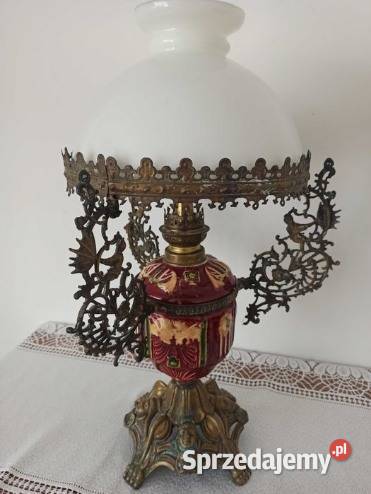 Lampa naftowa XIX w Francja majolika wielkopolskie