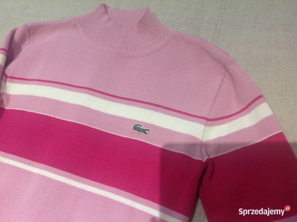 Sweter Różowy Damski LACOSTE r XS j nowy Pasy Rozmiar 34(XS) Nowa Sól sprzedam