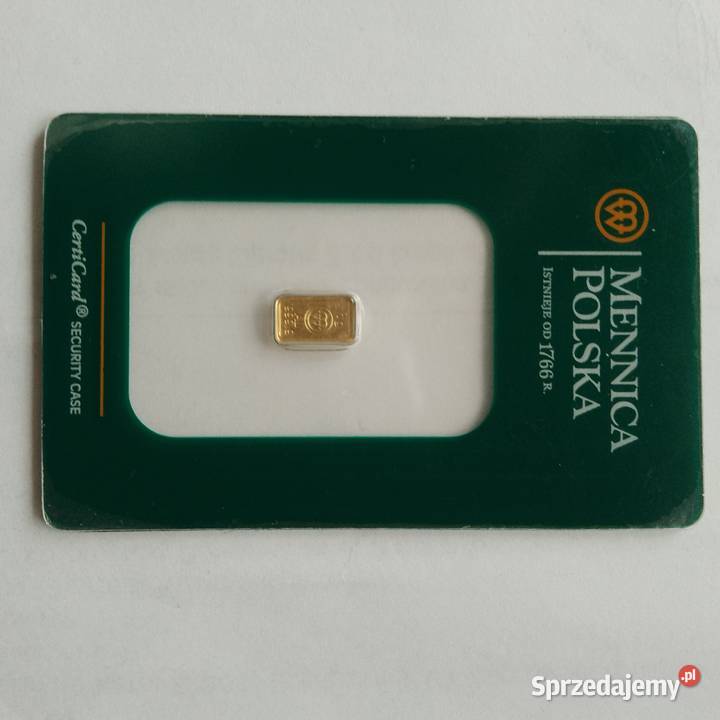 Sztabka złota 1g próba 999 Mennica Tarnów