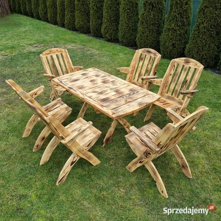 Meble ogrodowe z drewna opalanego meble składane Kalety