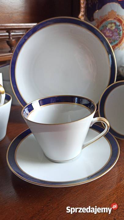Cukiernica Porcelana kobaltowo złota Syg Gdańsk