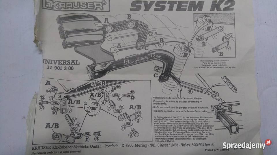 STELAŻ MOCOWANIE KIT KRAUSER SYSTEM K2 podlaskie Bielsk Podlaski