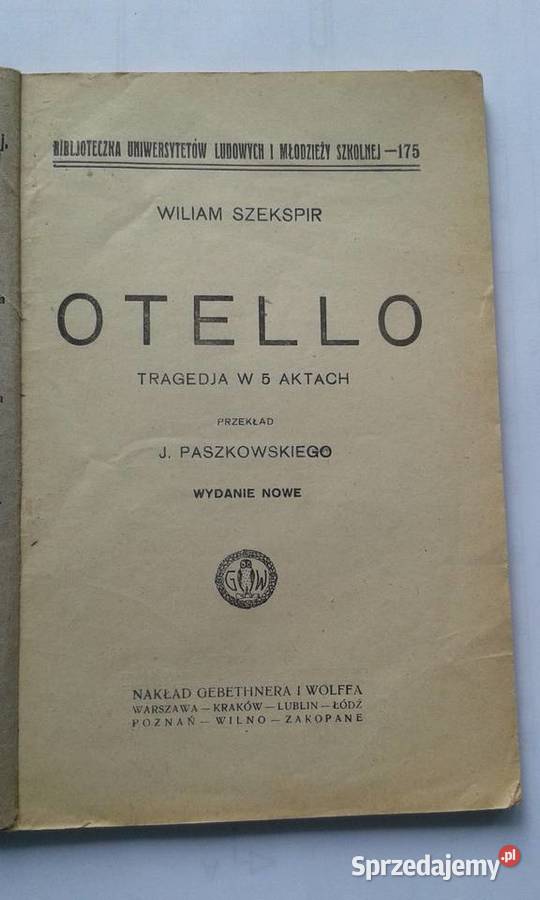 Otello Wiliam Szekspir miękka Gdynia